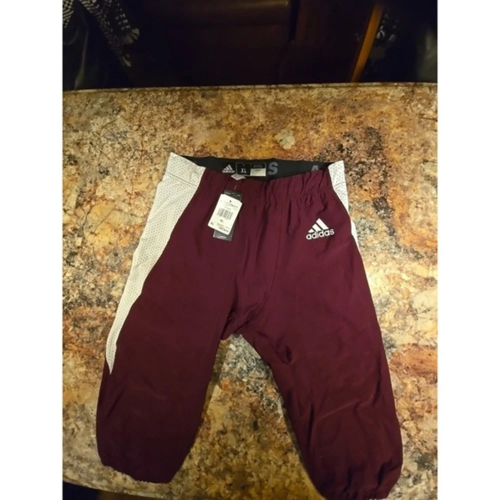 Adidas Woven A1‎ Stock Football Pants Burgandy White Mens Size XL 